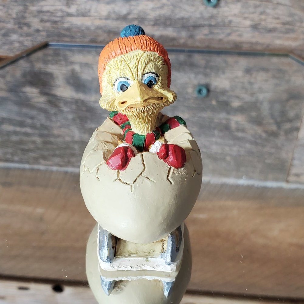 Eggbert & Friends 1989 Enesco - Malcom Bowmet - Chick in an Egg Sled Figurine